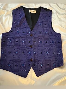 90’s Vintage Cedars Women's Purple Embroidered beaded Vest.